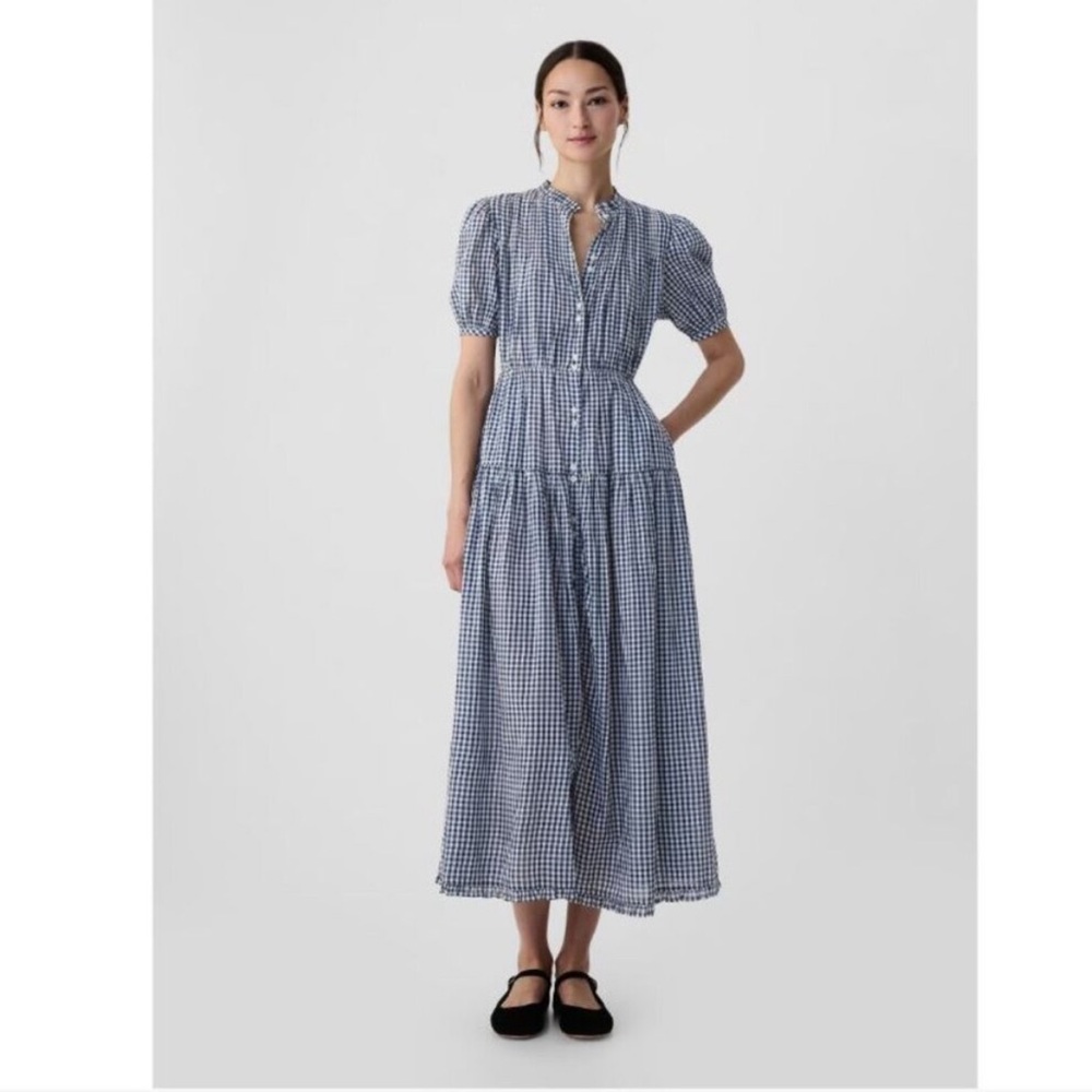 GAP Blue Gingham Maxi Dress